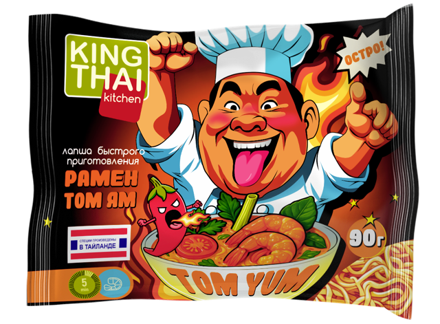 Лапша б/п KINGTHAI  Рамен том ям (90гр)