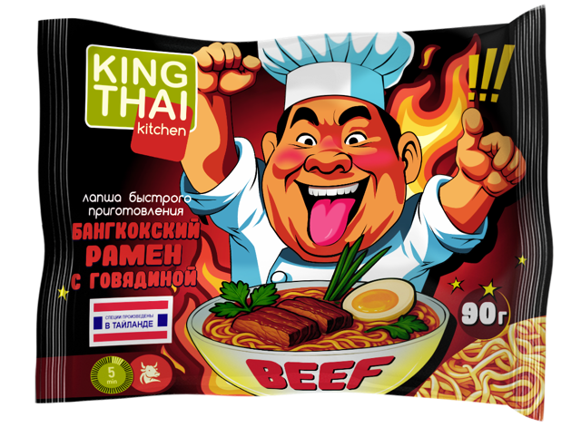 Лапша б/п KINGTHAI  Бангкокский рамен с говядиной  (90гр)