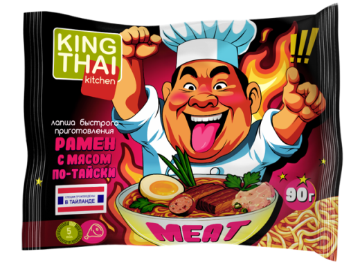 Лапша б/п KINGTHAI  Рамен с мясом по-тайски (90гр)