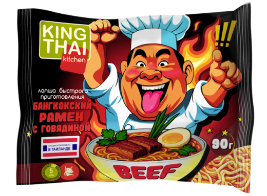 Лапша б/п KINGTHAI  Бангкокский рамен с говядиной  (90гр)